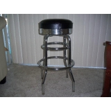 pAIR OF BLACK AND CHROME STOOLS